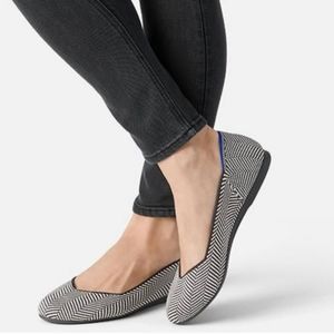 LIKE NEW size 8 women's Rothy's rounded-toe flats flannel gray herringbone